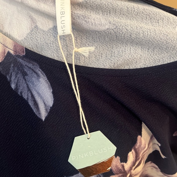 Pink Blush Maternity Navy Blue Floral Short Sleeve Dress Medium - Picture 8 of 9